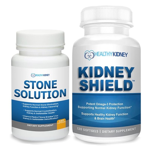[BRSRAHDYOIHQECDB] Stone Solution Capsules- Natural Dissolver, Kidney Stone Support & Kidney Cleanser, 60 Servings + Kidney Shield 120 Caps Kidney Supplement to Support Normal Kidney Function and Support Kidney Health