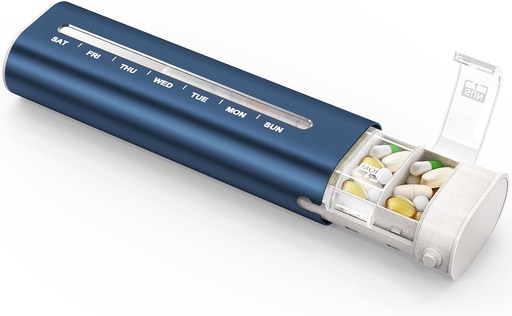 [BRSRA2T7DEFQKELB] Zannaki Aluminum 7 Day Weekly Pill Organizer, Portable Travel Pill Case with Three Layer Seal, Large Capacity Cute Daily Pill Box, Pill Holder Container for Vitamins, Pills, Supplements and Medication