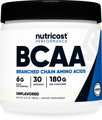 [BRSWGFDQOJYGCCDG] Nutricost BCAA Powder (Unflavored, 30 Servings) - Vegetarian, Non-GMO, Gluten Free, Optimal 2:1:1 Ratio