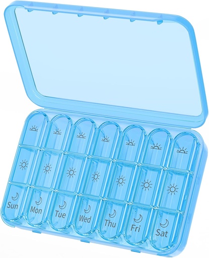 [BRSRAGIHBMNRYCTG] Daviky Weekly Pill Organizer 3 раза в день, большая 7-дневная коробка для таблеток 3X в день с отдельным контейнером, переносная дорожная таблетка для лекарств, витаминов, рыбьего жира и добавок