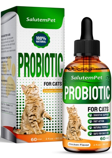 [BRSROBA3C4HBOHLV] Cat Probiotic Helps with Colic, Upset Stomach, Diarrhea, Gas, and Bloating – Advanced Prebiotics & Probiotics for Cats Digestive Support – Enriched with Chicken Flavor – 2 Oz