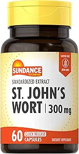 [BRSWKYYHB4DAKCAV] Sundance St. John's Wort Capsules | 300mg | 60 Count | Non-GMO and Gluten Free Standardized Extract