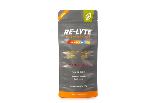 [BRSW2ED5AUHQICT4] REDMOND Re-Lyte Pre-Workout Drink Mix, Sampler Pack, 4 Sticks