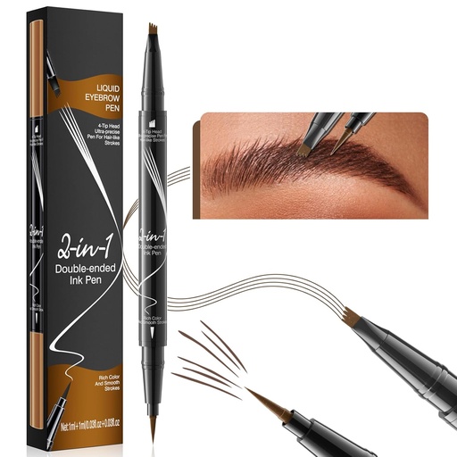 [BRSRAEI6CEPA2HTV] 9706 2-in-1 Double-Ended Liquid Eyebrow Pen, 4 Tip Head& 1 Tip Ultra Fine Eyebrow Pen,Easily Draw Realistic Eyebrows, 4 Color, Waterproof (2#Dark Brown)