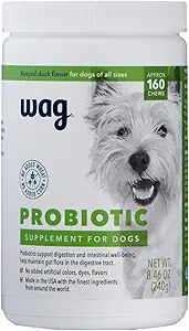 [BRSWYZY5CQMBU3LK]   Brand - Wag Probiotic Supplement Chews for Dogs, Supports Digestive Health and Gut Flora, Natural Duck Flavor, 160 Count, Pack of 1
