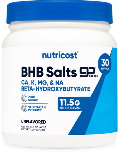 [BRSWKHY4OYARUC3X] Nutricost Keto BHB Exogenous Ketones 4-in-1 (30 Servings) 12g Beta-Hydroxybutyrate (BHB) Per Serving, (Unflavored) - Ketone Salts