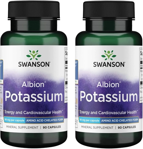 [BRSRM2YHDFYRYCLV] Swanson Albion Complexed Potassium 99 Milligrams 90 Capsules - (2 Pack)