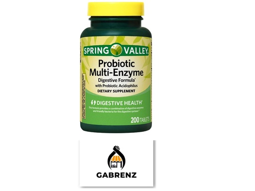 [BRSRMCA2DIBGY2Q6] Spring Valley Probiotic Multi-Enzyme Digestive Formula Tablets, 200 ct - A Comprehensive Blend of Probiotics and Digestive Enzymes to Support Digestive Health. (Pack of 1) Includes a Gbz Ref Magnet