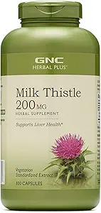 [BRSWIGYIOJ4Q2ETO] GNC Herbal Plus Milk Thistle 200mg Supplement, Vegetarian, Supports Healthy Liver Function, 100 Servings