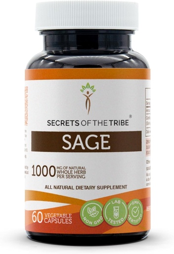 [BRSWGBIZAQFBOFDX] Secrets of the Tribe Sage 60 Capsules, 1000 mg, Sage (Salvia officinalis) Dried Leaf (60 Capsules)