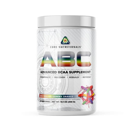 [BRSROAL5BB5RGYA2] Core Nutritionals ABC Advanced BCAA Supplement | Amino Acid Recovery Blend | with Glutamine, Beta Alanine, Citrulline Malate | 20 Servings (Australian Gummy Snakes)