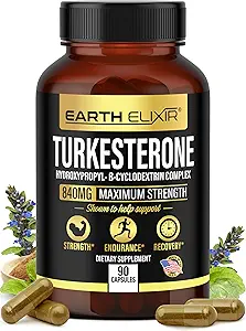 [BRSW2AILCEDR4CDD] Earth Elixir Turkesterone 840 mg (90 Capsules) – Made in USA - 3rd Party Tested - 100% Pure Turkesterone Supplement for Men & Women - Ajuga Turkestanica Extract - Increase Natural Energy & Strength