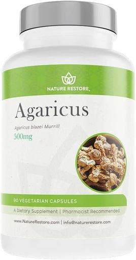 [BRSRMZLRAANBUEQ2] Nature Restore Agaricus Blazei Murill Extract Mushroom Supplement, 90 Capsules, 40% polysaccharides