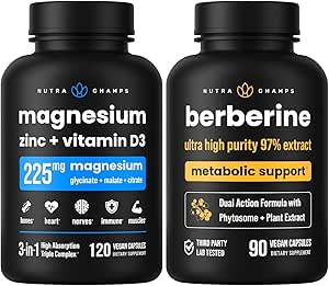 [BRSRAFILPMCWKYA7] NutraChamps Complete Bone & Metabolic Support : Magnesium Zinc D3 & Berberine Duo