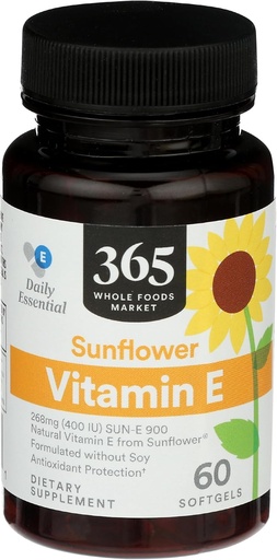 [BRSWGZQBOUJQYEL7] 365 by Whole Foods Market, Sunflower Vitamin E, 60 ct