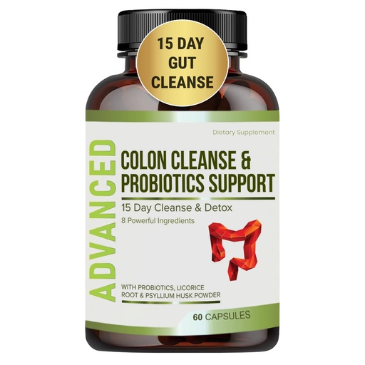 [BRSRAY37CMCROEI4] 15 Day Gut Cleanse Detox for Women & Men - Advanced 15 Days Colon Cleanse with Probiotics and Psyllium Husk for Constipation Relief, Digestive Health, Colon Cleanser & Gut Health.60 Caps.