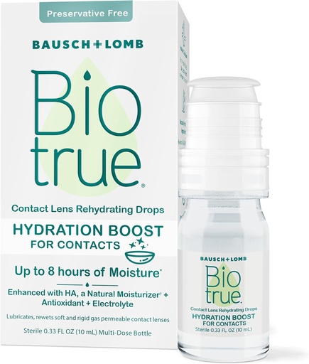 [BRSRMBLYCV5GOEQV] Biotrue Hydration Boost for Contacts, Rehydrating Eye Drops for Dry Eyes, Conservative Free, Refreshes, Lubricates & Hydratises Lenses, Rewetting Eye Drops, 0.33 FL Oz (Pack of 1)