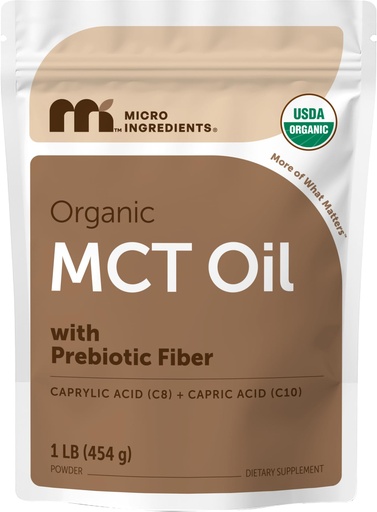 [BRSWGBT4DNYWCFYU] Micro Ingredients Organic MCT Oil Powder with Prebiotic Fiber,1 Pound (16 Ounce) | C8 MCT Oil for Coffee Creamer | No GMOs, Keto Diet, Vegan