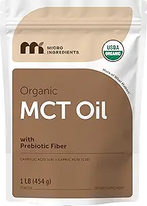 [BRSWGBT4DNYWCFYU] Organic MCT Oil Powder with Prebiotic Fiber,1 Pound(16 Ounce), Fast Fuel for Body and Brain, C8 MCT Oil for Coffee Creamer, No GMOs, Keto Diet, Vegan