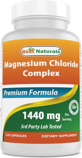[BRSROHT4OUCGCFY4] Best Naturals Magnesium Chloride (Cloruro De Magnesio) Complex 1440 mg per Serving - 120 Capsules