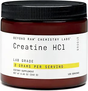 [BRSWGAA7OAFQK3IY] BEYOND RAW Science-Backed Creatine HCl Powder, Lab Grade, for Muscle Strength and Growth, Energy Production, Athletic Performance, Cognitive Support, Cellular Hydration, 120 Servings