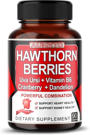 [BRSRMFQNAQBWCYI6] 7 in 1 Ultra Hawthorn Berry with Uva Ursi Dandelion Cranberry Apple Cider Vinegar - Heart, Kinney Health Support