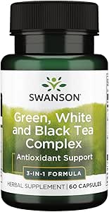 [BRSWIZT5AYGQKD36] Swanson Green White & Black Tea Complex 200/200/200 Milligrams 60 Capsules