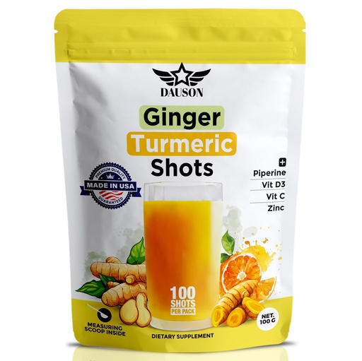 [BRSWGHALAAIRUEQU] Ginger Turmeric Shots Boosted with Piperine, Vitamins, Zinc & Herbs | Helps in Joint Pain, Heart, Brain, Gut & Skin Health | Boosts Immunity & Energy | 100 Shots
