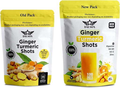 [BRSWGHALAAIRUEQU] Ginger Turmeric Supplements mit Piperin, Vitamin C, Vitamin D3 & Zink | Turmeric Ginger Shots für Gelenk, Herz, Gehirn, Gut & Haut Gesundheit | 100 Servierungen | Ayurvedic | Pulver