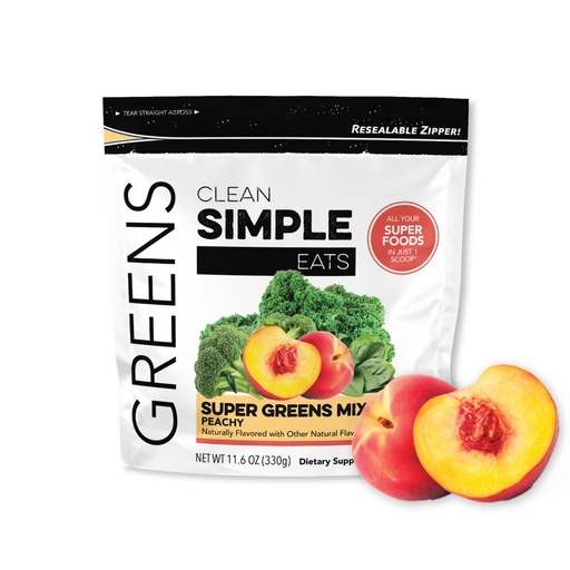 [BRSRMAIHCRYBQHTH] Clean Simple Eats Super Greens Powder, Naturally Flavored Greens Powder with Chlorella, Spirulina, Superfoods & Prebiotic Fiber, No Artificial Ingredients, Gluten Free, Peachy Greens Flavor, 30 Srvgs