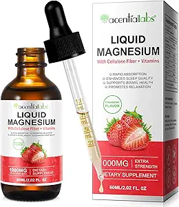 [BRSRAFIRCUORQE3L] Magnesium Glycinate Liquid Drop, 1000MG Magnesium Glycinate, Riched in Vitamin B6, C, D, Zinc for Supporting Night, Energy, Muscle -Strawberry Flavor, 2 Fl Oz/60 ML