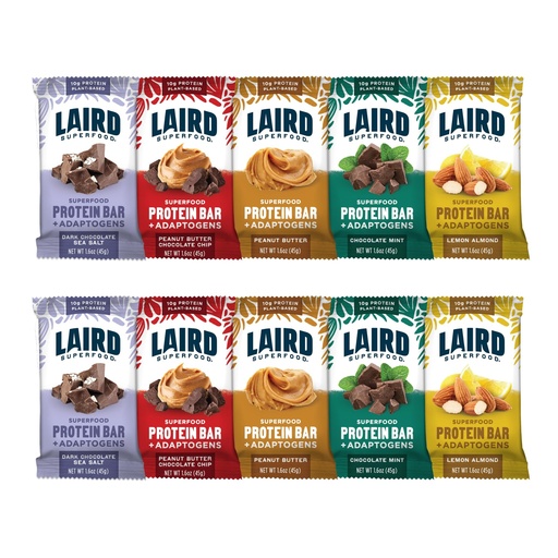 [BRSRMEIHCIBGA3YU] Laird Superfood Functional Protein Bars – Protein Bar but Better with Real Ingredients, Functional Mushrooms 10g Plant-Based Protein, 6g Fiber - Non-GMO - 5 Flavor Variety Pack, 10 Count (Pack of 1)