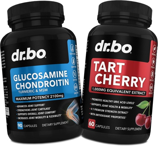 [BRSRAEI5OQNGYGY7] Glucosamine Chondroitin MSM Turmeric & Tart Cherry - Joint Health Supplement Knee Bone & Joints, Purge Uric Acid Cleanse Flush Antioxidant Pills - Joint Support Pills & Tart Cherry Extract Capsules