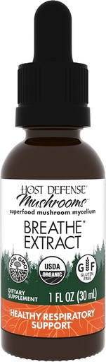 [BRSWIAA3CRYBOG3O] Host Defense Breathe* Extract - Immune & Respiratory Support Mushroom Liquid Supplement - Herbal Lung Health Supplement with Chaga, Reishi & Cordyceps - 1 fl oz (30 Servings)*