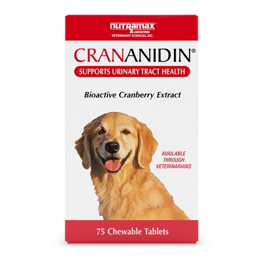 [BRSWIZL6AAIB633I] Nutramax Crananidin for Dogs, Urinary Tract Health and Bladder Health Support, Cranberry Supplement for Dogs of all Breeds and Sizes, Chewable Tablets, 75 Count