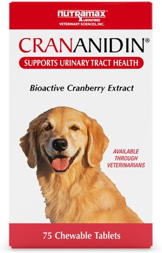 [BRSWIZL6AAIB633I] Nutramax Laboratorios Crananidin Cranberry Extract Urinary Tract Health Supplement for Dogs, 75 Chewable Tablets
