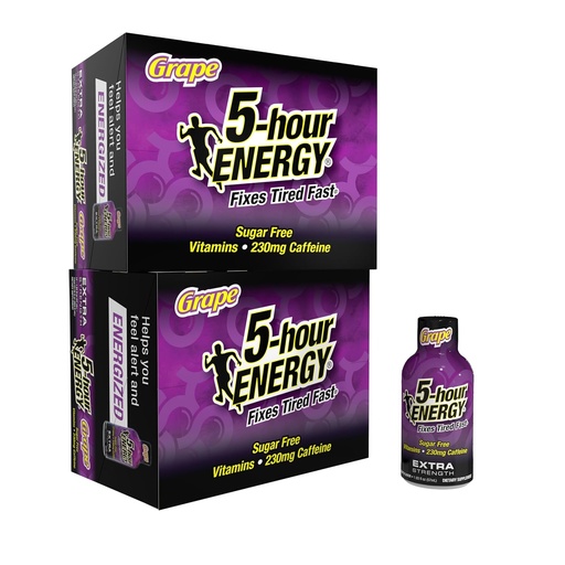 [BRSW2BIBOYIBACLK] 5-hour ENERGY Extra Strength Energy Shot, Grape Flavor (1.93 oz. - 24 Count) Zero Calories & Sugar-Free 230 mg Caffeinated Shot, Amino Acids & B Vitamins, Dietary Supplements