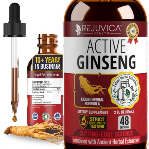 [BRSWECQQAF6BY3IY] Active Ginseng Korean Red Panax Ginseng with Natural Ginsenosides - All-Natural Advanced Liquid Solution for 2X Absorption - Supports Healthy Energy, Vitality, Mood and More