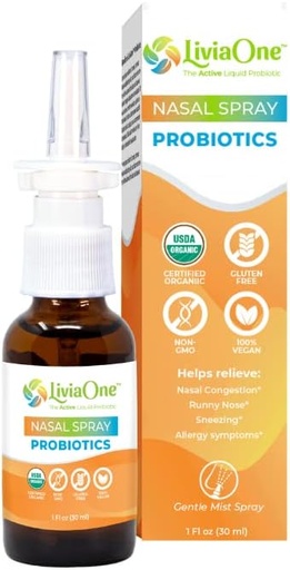 [BRSWGAQLOADWMCA4] LiviaOne Probiotics Nasal Spray, All-Natural Sinus Relief, Helps with Allergies, Nasal Congestion, Runny Nose, and Sneezing, 1 Fl Oz (Pack of 1)