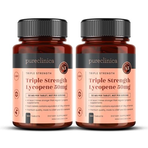 [BRSWIFI4AYBQ42LK] pureclinica Lycopene Supplement 50mg – High Strength Tomato Extract Antioxidant – 360 Tablets (1 Year Supply) – Prostate Health, Heart, Eye & Skin Support – GMO Free