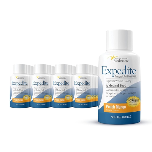 [BRSW2GI7AUOQ4CIZ] Medtrition Expedite Liquid Collagen, Peach Mango, 2 Fl Oz, Pack of 48 - Nutrition Support for General, Orthopedic & Cosmetic Surgery Recovery