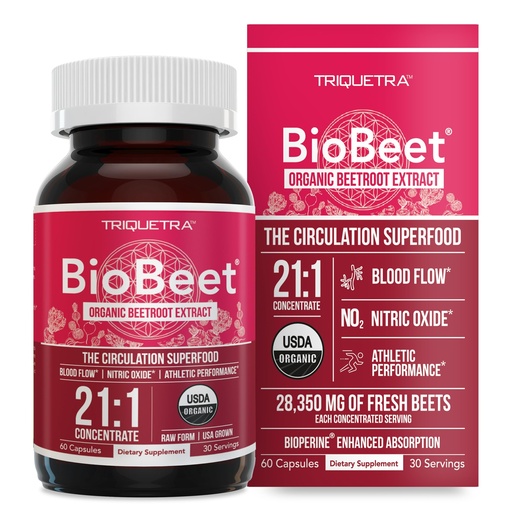 [BRSWYFQZOZ5RYETX] BioBeet® Max Strength Beet Root Capsules - 21:1 Concentrate, Each Serving Derived from 28,350 mg Organic Beetroot - Absorption Enhancement with BioPerine® Black Pepper Extract (60 Capsules)