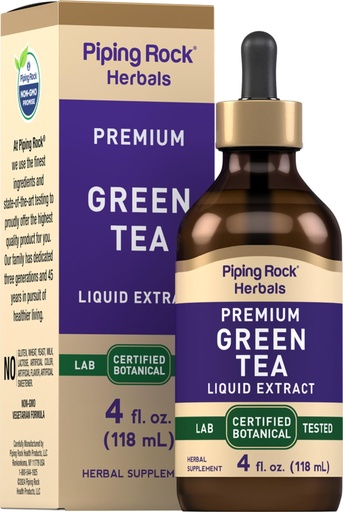 [BRSROAQDCECRQ3TV] Piping Rock Green Tea Extract Liquid | 4 Fl Oz | Premium Herbal Supplement | Vegetarian | Alcohol Free | Non-GMO, Gluten Free