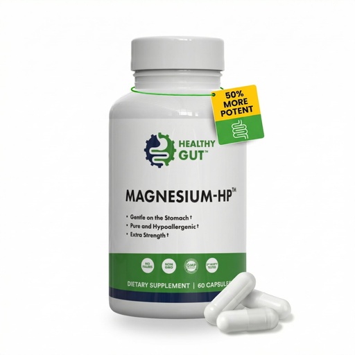 [BRSW2CY7AQNGKD3F] Healthy Gut Magnesium-HP | Ultra Pure Magnesium Glycinate Capsules with Zero Fillers | 180 mg Magnesium Glycinate | 60 Servings
