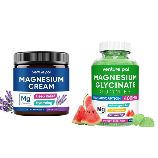 [BRSRAGIDCNYQY2TB] Venture Pal Moisturizing Magnesium Lotion，Magnesium Glycinate Gummies 400mg with Ashwagandha