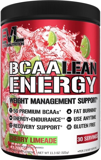 [BRSWEBI6PIHWEAD6] EVL BCAA Lean Energy Powder - Pre προπόνηση Πράσινη Fat Burner Τσάι Υποστήριξη με BCAAs Amino Acids και Clean Energizers - Post Workout Recovery Drink for Lean Muscle Recovery - Cherry Limeade