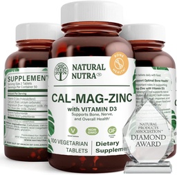 Natural Nutra Calcium Magnesium Zinc with Vitamin D3 - CMZ Supplement | Bone Strength, Immune Support, Muscle & Nerve Health - Cal-Mag Zinc Supplement - Digestion Support - 100 Tablets (Pack of 2)