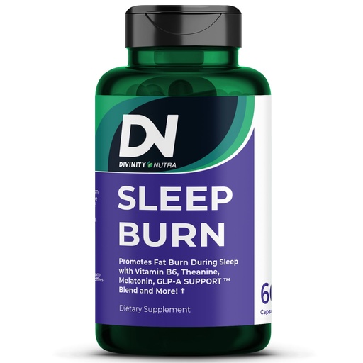 [BRSRAFAQOUIGMDLV] Divinity Nutra Sleep Burn Night Time Metabolism Support Supplement for Men & Women, Sleep Aid with Melatonin, L-Theanine, Vitamin B6, Berberine, Ceylon Cinnamon for Overnight Wellness 60 Capsules