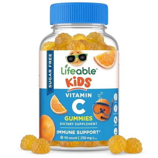 [BRSW2ZY3BAMGM23J] Lifeable Sugar Free Vitamin C for Kids – 250 mg – Great Tasting Natural Flavor Gummy Supplement – Vegetarian GMO-Free Chewable Vitamin – for Immune Support – for Children – 90 Gummies