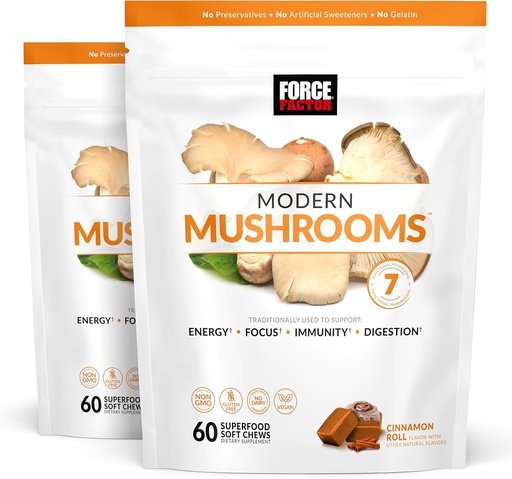 [BRSRA23RCEDWGCLF] Các nhà sản xuất nấm hiện đại đều mềm, Mushroom Phụ với Lions Mane, Thổ Nhĩ Kỳ, & Cordycops để hỗ trợ năng lượng, Immunity, & HTMLion, Cinmon Roll, 120 gấu mềm, 2Pack